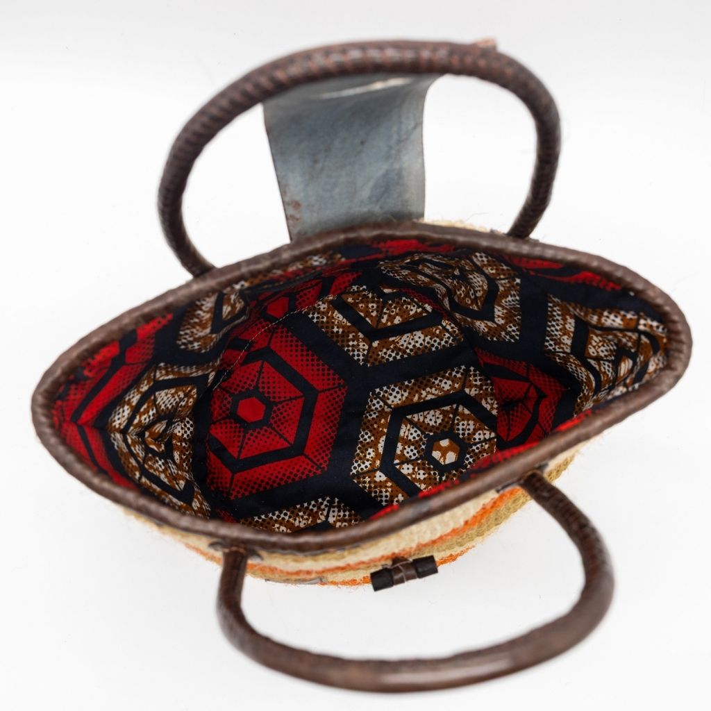 Maridadi Handwoven Sisal Tote with Leather Toggle Clasp & Striped Pattern – Amaze Africa