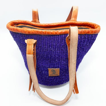 Fringe Sisal Backpack – Handwoven African Bag with Leather Fringe Details