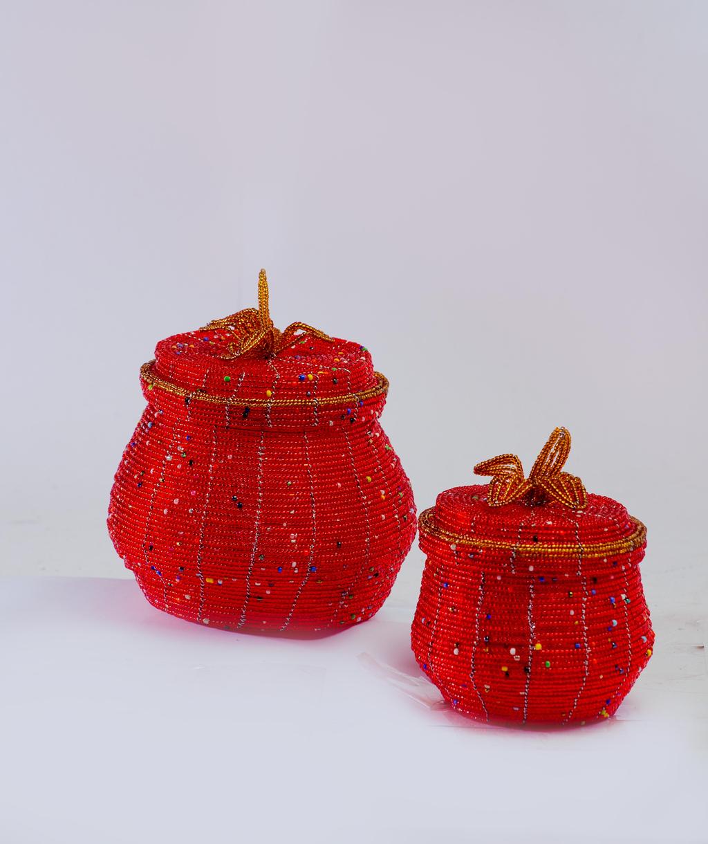 Pot-Shaped Beaded Jewelry Box
