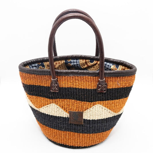 Magnolia African Sisal Handbag – Leather Handle Market Tote