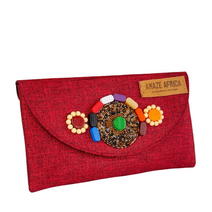 Handcrafted African Beaded Clutch Bag – Unique Ankara & Canvas Evening Purse