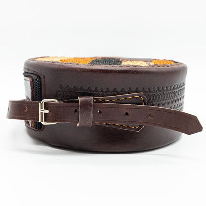 Handwoven Boho Sisal Sling Bag with Leather Trim – Round Crossbody