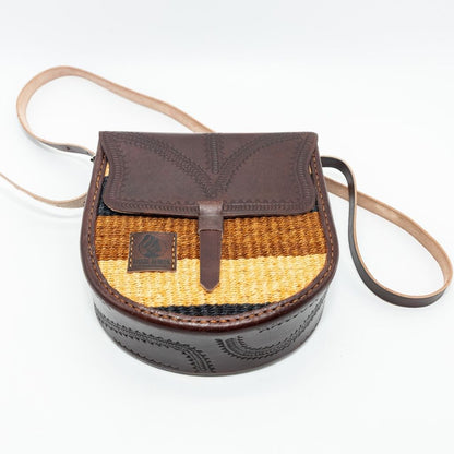 Kasyoka Leather & Sisal Crossbody Bag – Handwoven African Sling Bag with Adjustable Strap