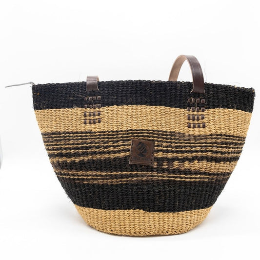 Muete Full Sisal Tote – Handwoven Kenyan Bag with Leather Straps
