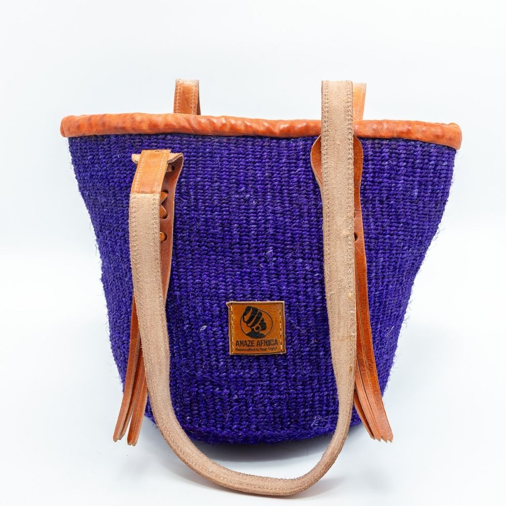 Fringe Sisal Backpack – Handwoven African Bag with Leather Fringe Details