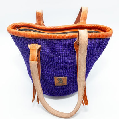 Fringe Sisal Backpack – Handwoven African Bag with Leather Fringe Details