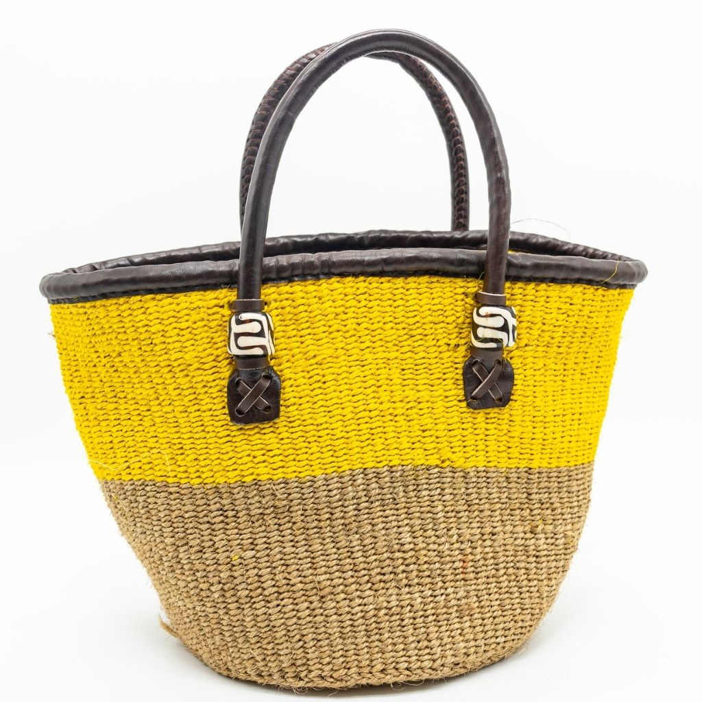 Magnolia Handwoven Sisal Tote with Leather Handles & Bone Accents – Amaze Africa
