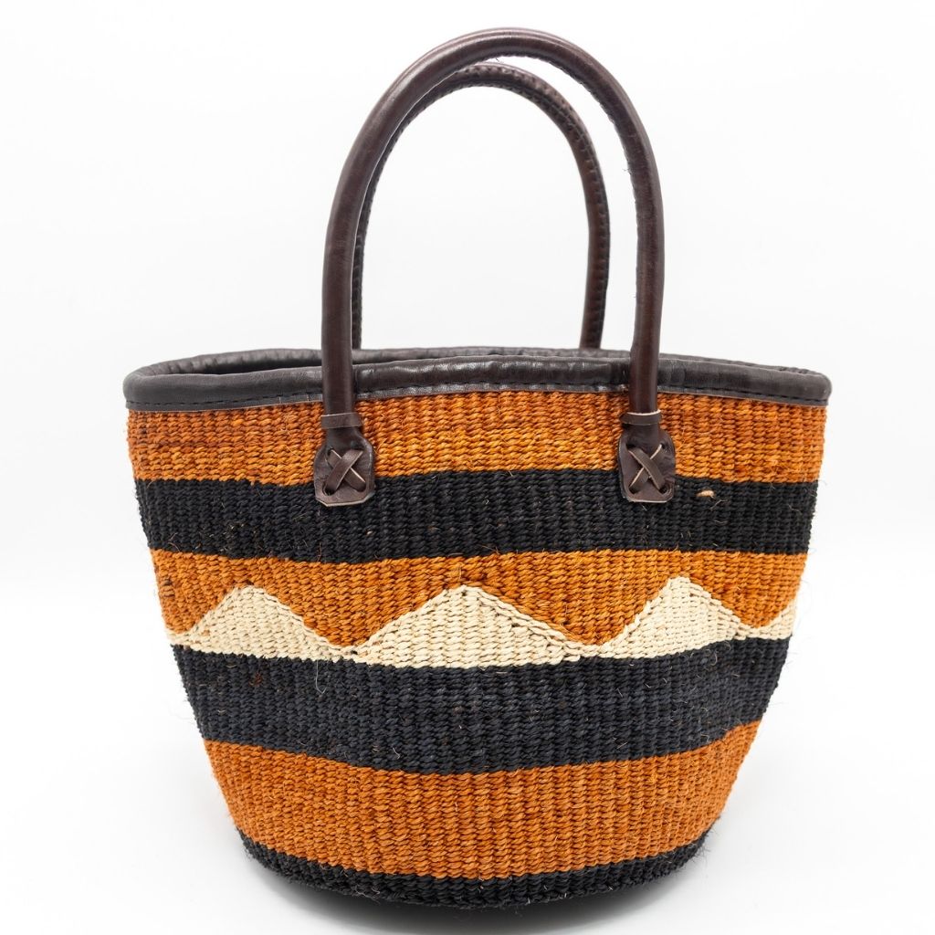 Magnolia African Sisal Handbag – Leather Handle Market Tote