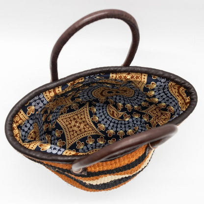 Magnolia African Sisal Handbag – Leather Handle Market Tote