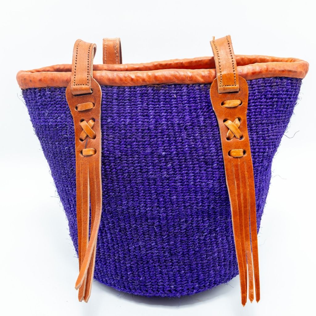 Fringe Sisal Backpack – Handwoven African Bag with Leather Fringe Details