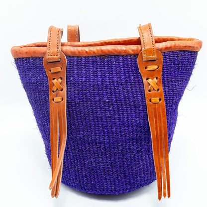 Fringe Sisal Backpack – Handwoven African Bag with Leather Fringe Details