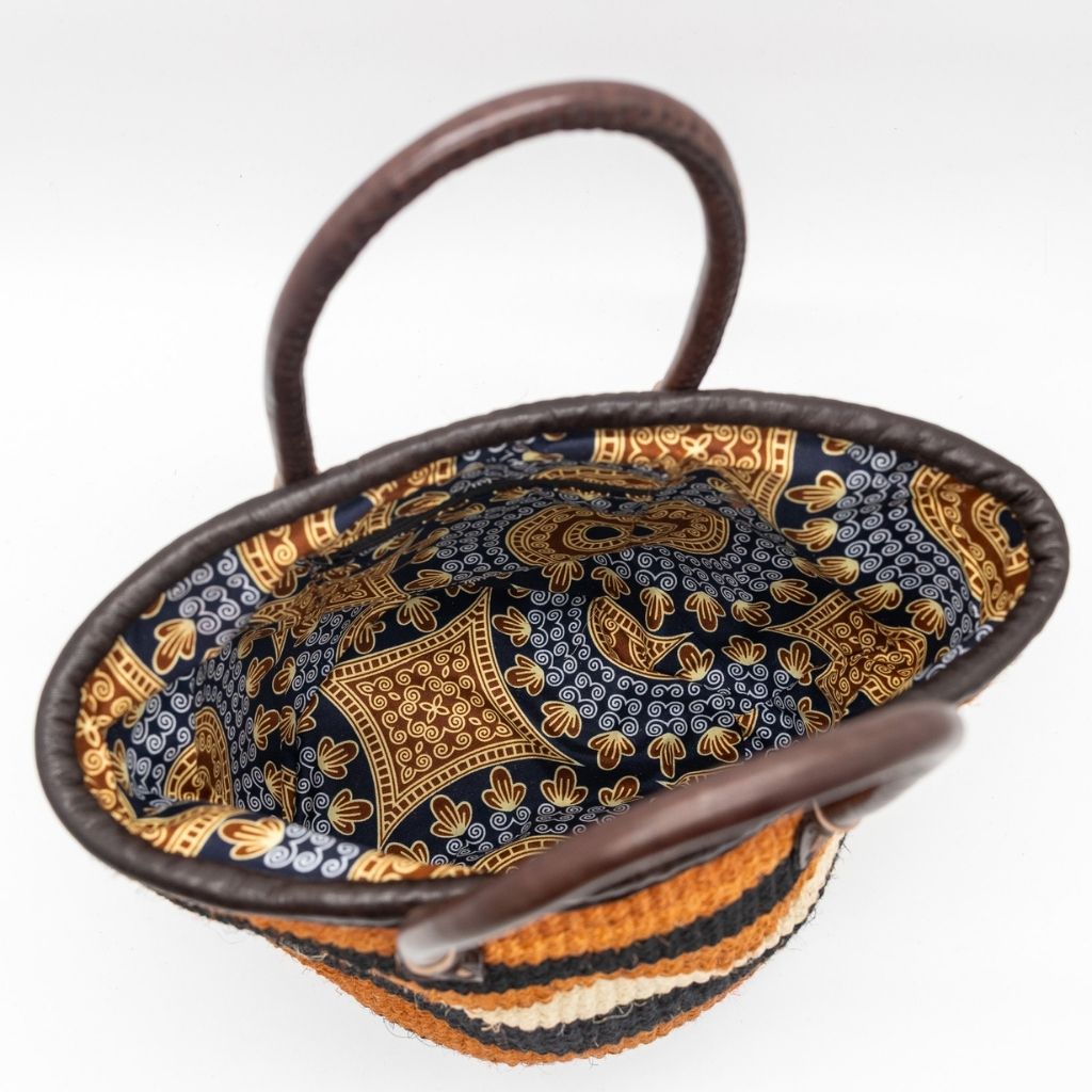 Magnolia African Sisal Handbag – Leather Handle Market Tote