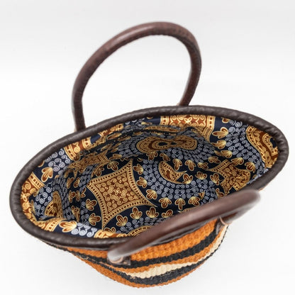 Magnolia African Sisal Handbag – Leather Handle Market Tote