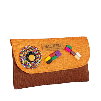 Handcrafted African Beaded Clutch Bag – Unique Ankara & Canvas Evening Purse