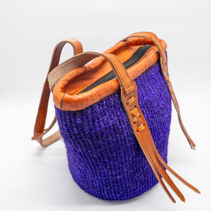 Fringe Sisal Backpack – Handwoven African Bag with Leather Fringe Details