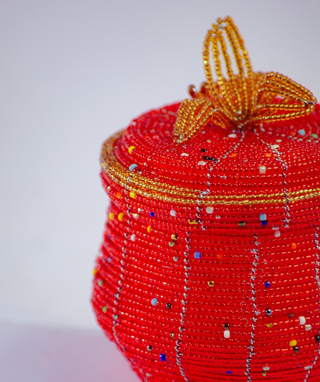 Pot-Shaped Beaded Jewelry Box
