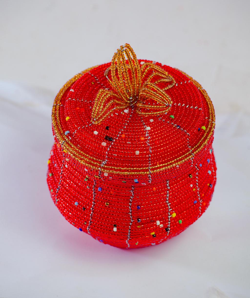 Pot-Shaped Beaded Jewelry Box