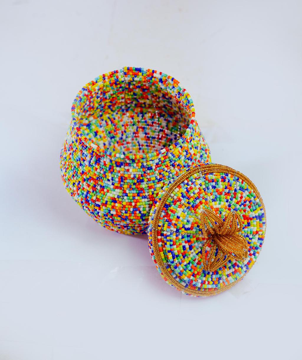 Pot-Shaped Beaded Jewelry Box