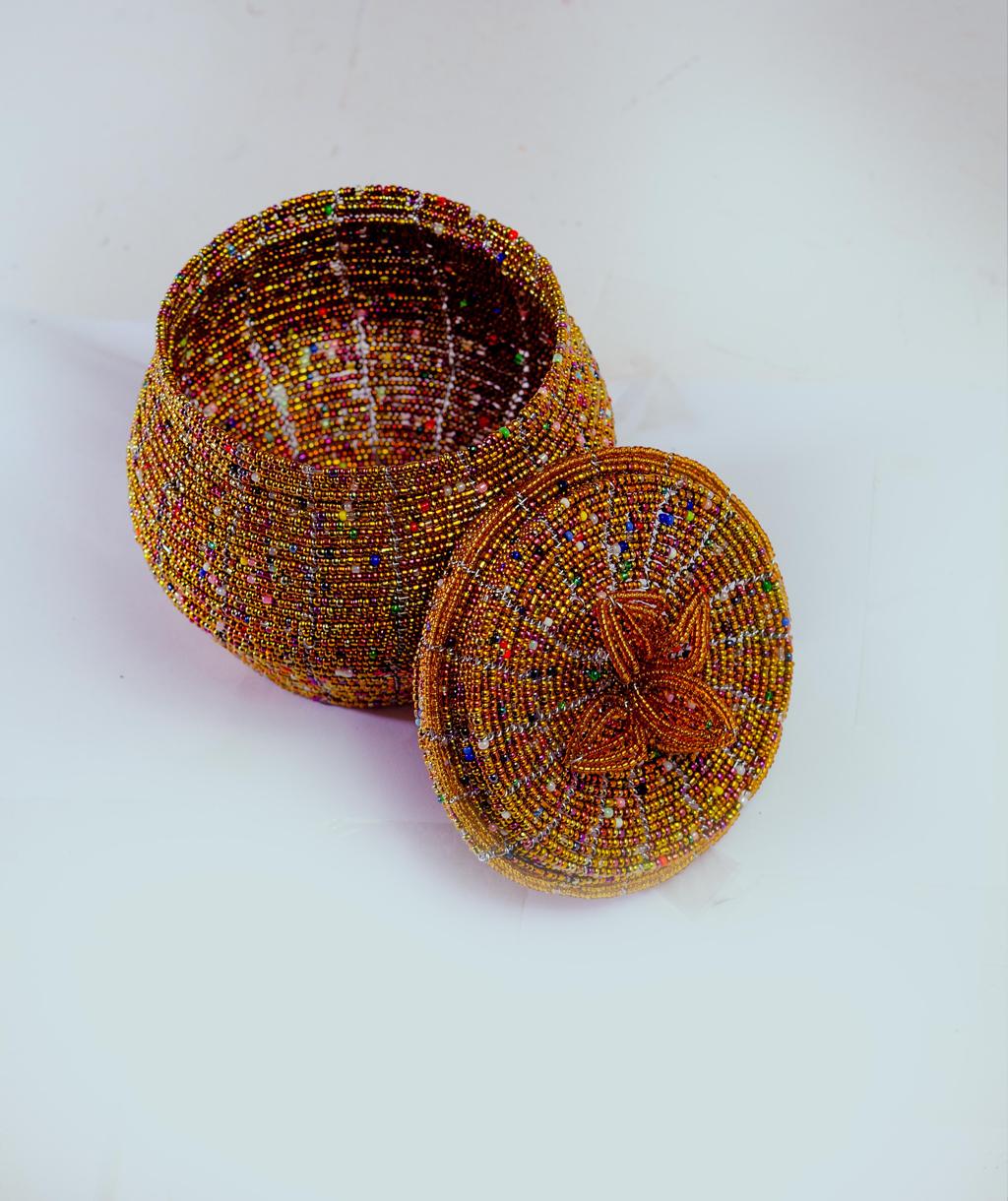 Pot-Shaped Beaded Jewelry Box
