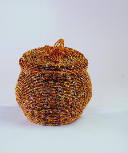 Pot-Shaped Beaded Jewelry Box