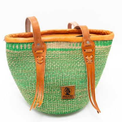 Fringe Sisal Backpack – Handwoven African Bag with Leather Fringe Details