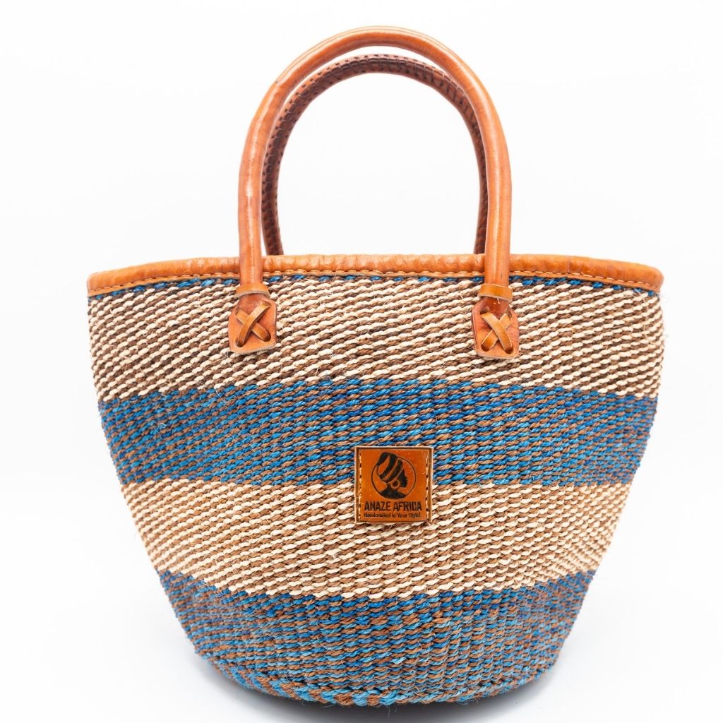 Magnolia African Sisal Handbag – Leather Handle Market Tote