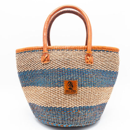 Magnolia African Sisal Handbag – Leather Handle Market Tote