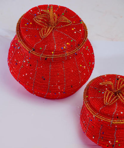 Pot-Shaped Beaded Jewelry Box