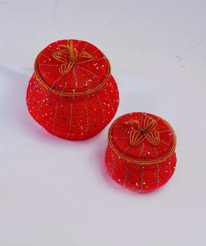 Pot-Shaped Beaded Jewelry Box