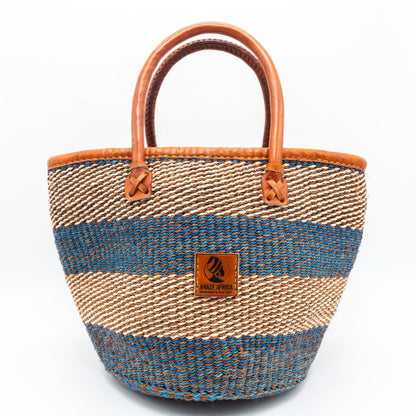 Magnolia African Sisal Handbag – Leather Handle Market Tote