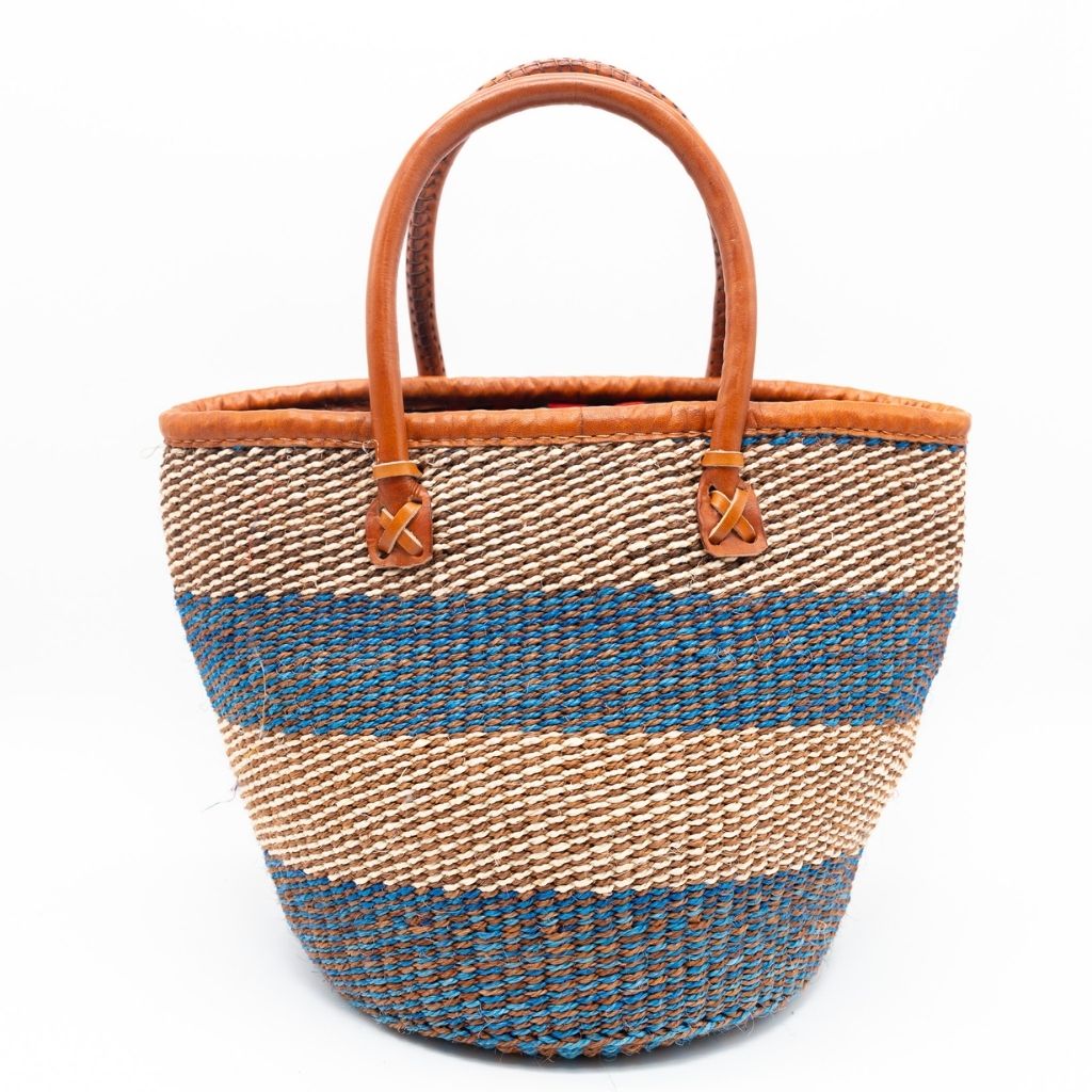 Magnolia African Sisal Handbag – Leather Handle Market Tote