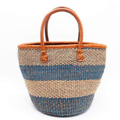 Magnolia African Sisal Handbag – Leather Handle Market Tote