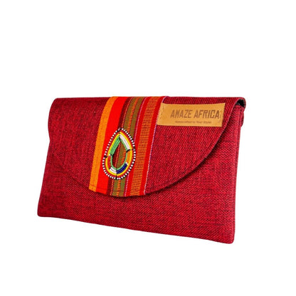 Handcrafted African Beaded Clutch Bag – Unique Ankara & Canvas Evening Purse